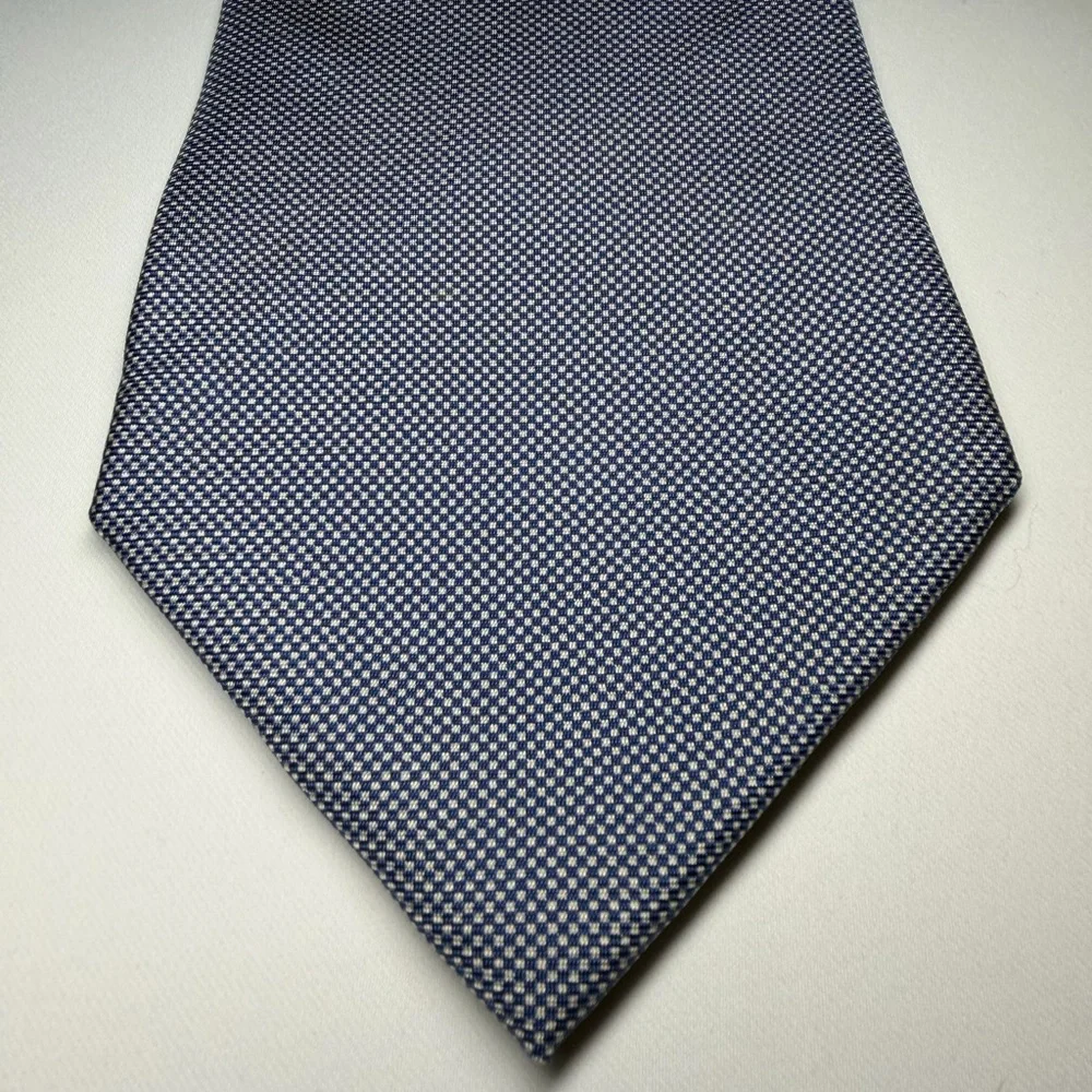 Brooks Brothers Pure Silk Navy Blue Small Checkered Pattern Wide Neck Tie‎